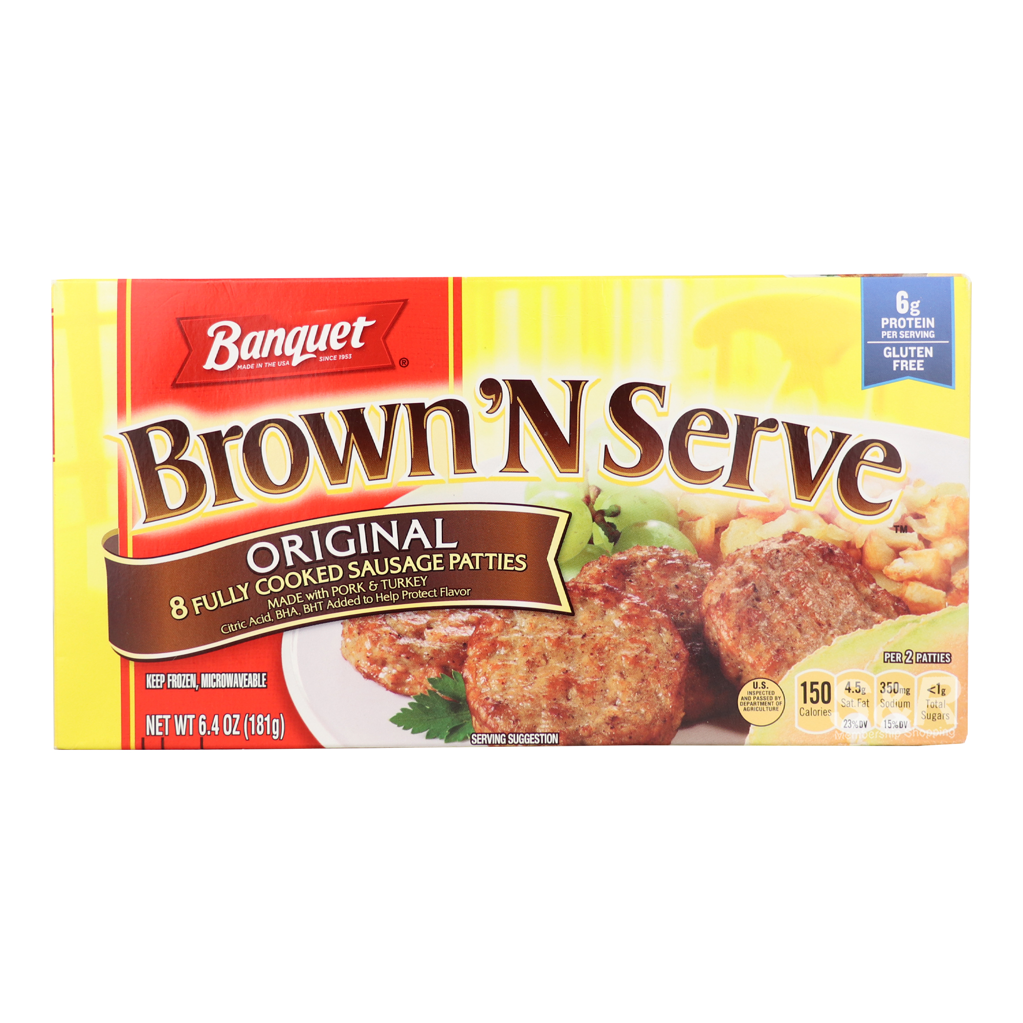 Banquet Brown 'N Serve Original Patties 181g